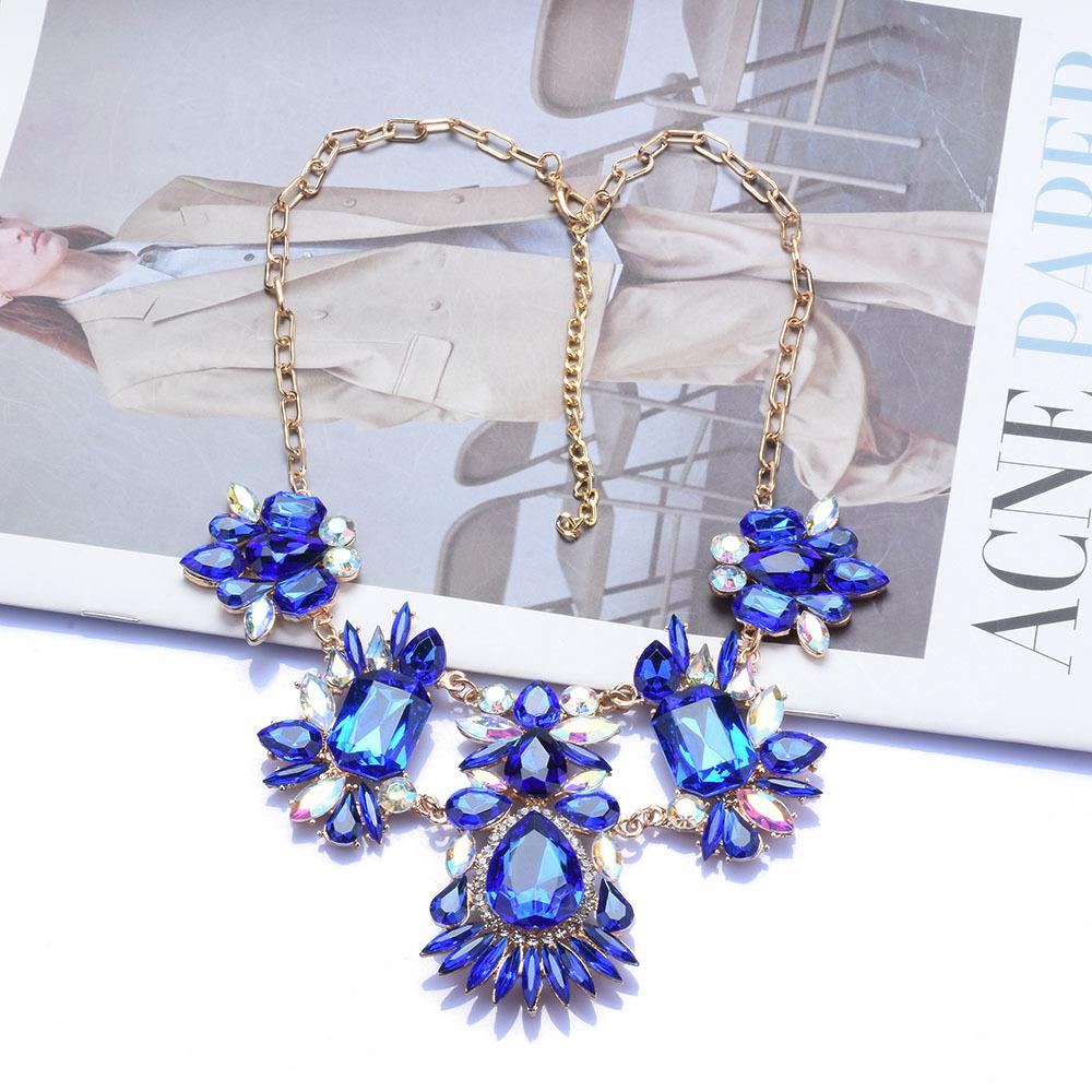 Ожерелье из цветного сплава драгоценных камней, женское, преувеличенная цепочка из сплава с бриллиантами разных цветов