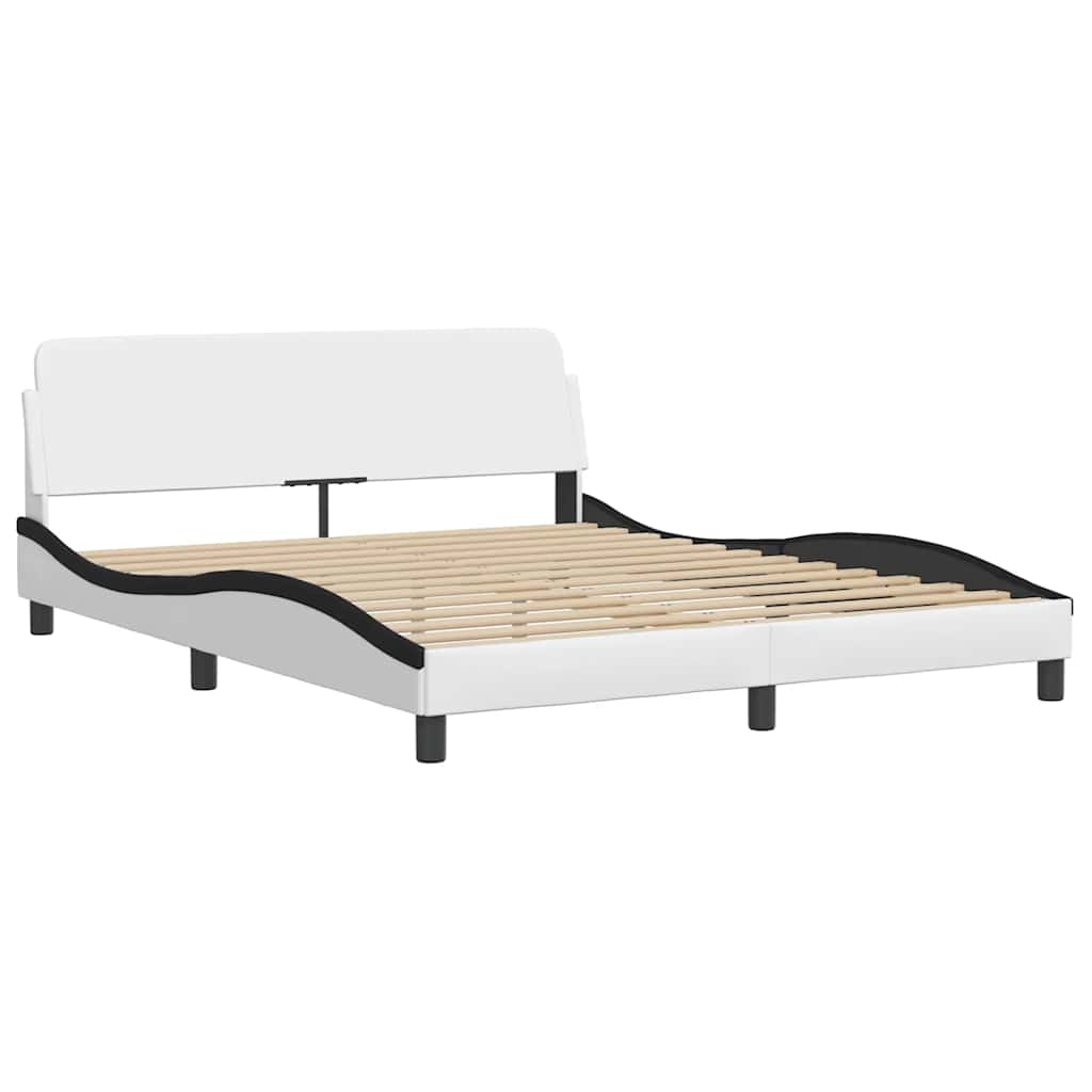 Dover Bed Frame White and Black 160 x 200 cm Faux Leather