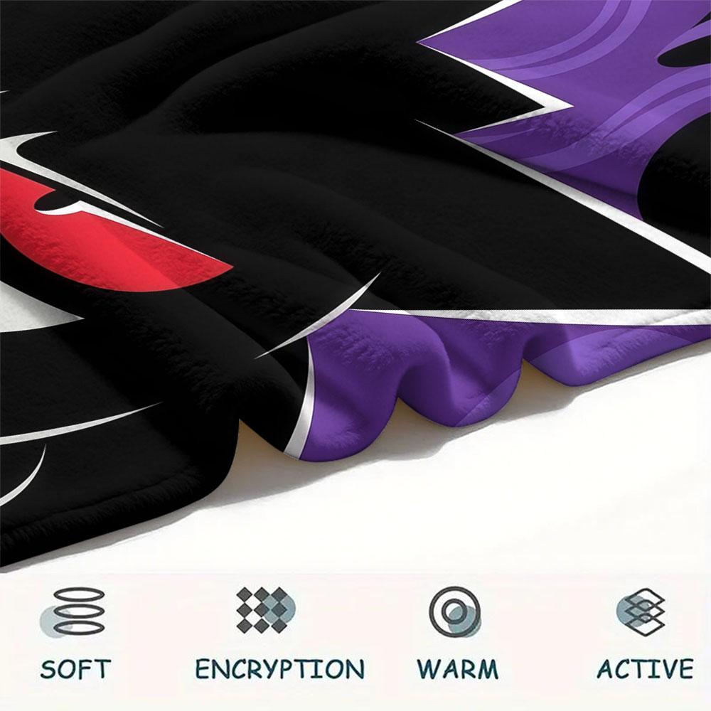 Custom Name,Gengar Printed Flannel Blanket, soft throw for bedroom sofa, washable, Christmas present, great gift.