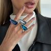 Ingemark 3 Цвета Панк Модные Геометрические Акриловые Кольца Женские Винтажные Креативные Серебристого Цвета Шикарное Кольцо на Фалангу Кольца для Пар Подарок