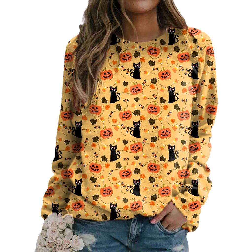 Spring and Summer Women's 3D Digital Printed Personalized Round Neck Long Sleeved T-shirt