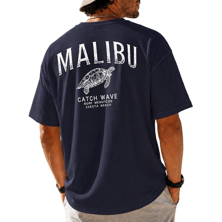 KUYIGO Mens Malibu Turtle Graphic T Shirt Beach Surf Vacation Tee