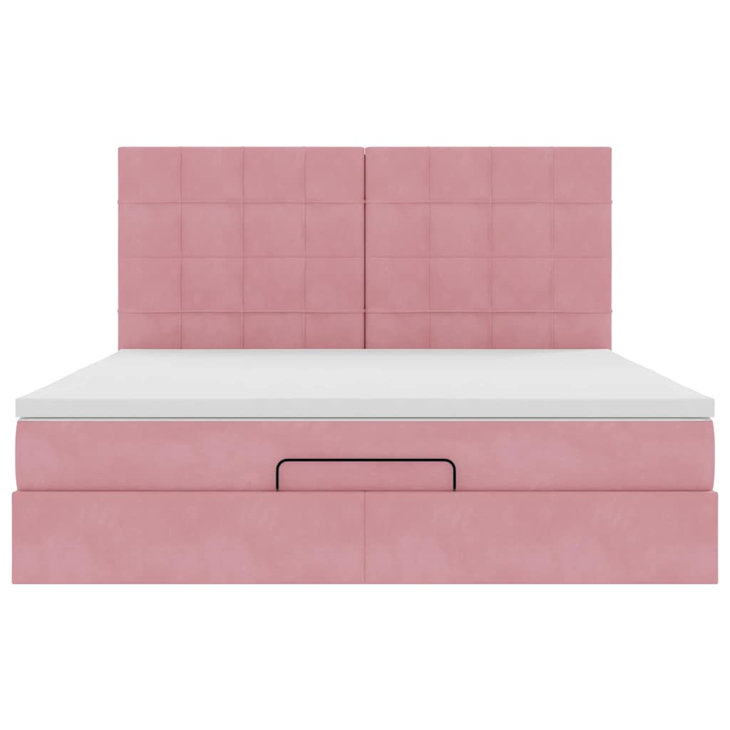 Ottoman Bed with Mattresses Pink 160x200 cm Velvet