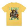 I Refuse To Tolerance Gluten TShirt Funny Raccoon Gluten Free Retro Meme Graphic T Shirt Unisex Women Cute Style Short Sleeve Tees