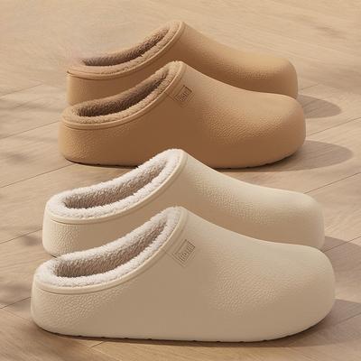 Водонепроницаемые хлопковые тапочки Женские зимние плюс бархат для сохранения тепла и противоскользящие Мужские плюшевые Мужские зимние домашние хлопковые тапочки Мужские зимние