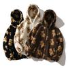 New Cartoon Thick Pattern Bear Print Women Winter Korean Large Size Long Sleeve Hooded Coat  Warm Couple Streetwear