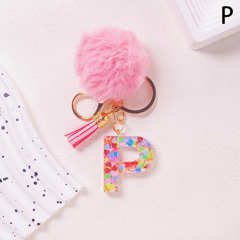 Очаровательный блестящий брелок с инициалами, сверкающий каучуковый кулон в виде алфавита с пушистой буквой, шарм для девочек, сумок, рюкзаков, аксессуаров