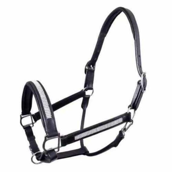 Кожаный недоуздок для уздечки, 4 ряда, прозрачный кристалл на носовой ленте для лошади.