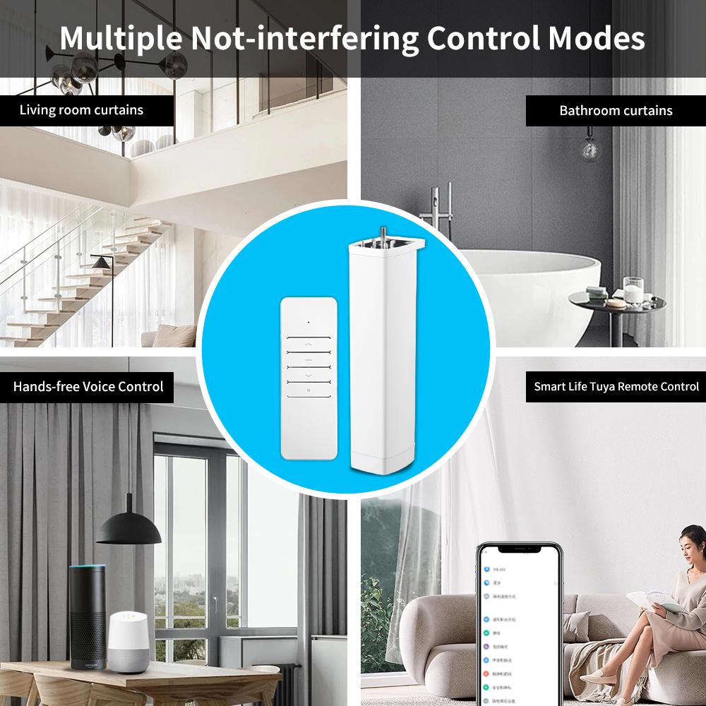 Work With Tuya Wifi/Zigbee Electric Curtain Shutter Motor with RF Remote 22.5CM Size APP Control Alexa Google Home SmartThings