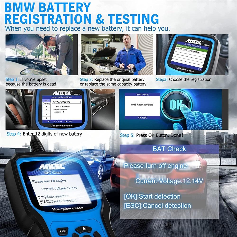 ANCEL BM700 Pro All System OBD2 Scanner For BMW EPB SAS Airbag ABS Oil CAS Reset Car Code Reader OBD 2 Diagnostic Tool
