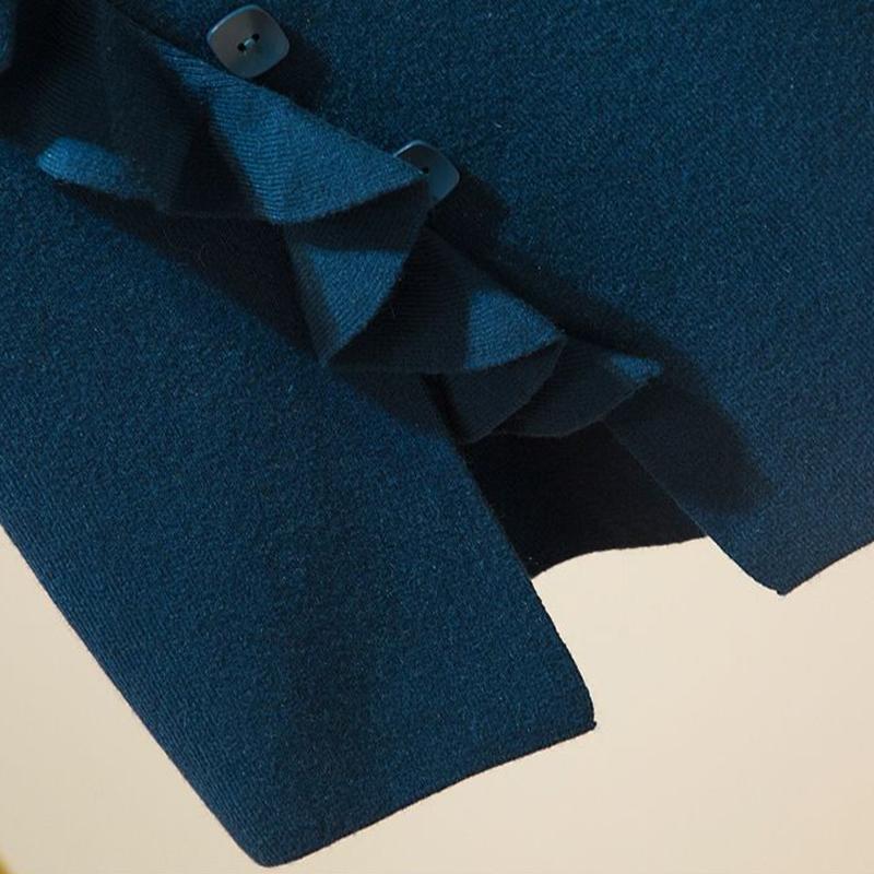 Вязаная юбка, женская осенне-зимняя юбка, зимняя со свитером, однобортная юбка на бедрах с деревянными ушками