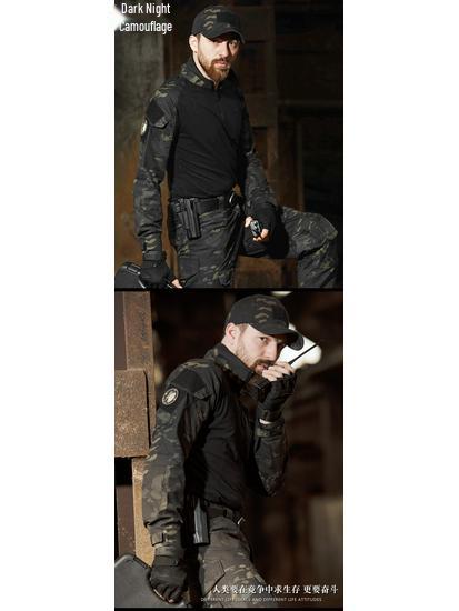 Plus-Size Tactical Camouflage Long-Sleeve Frog Suit Set (No Protective Gear)