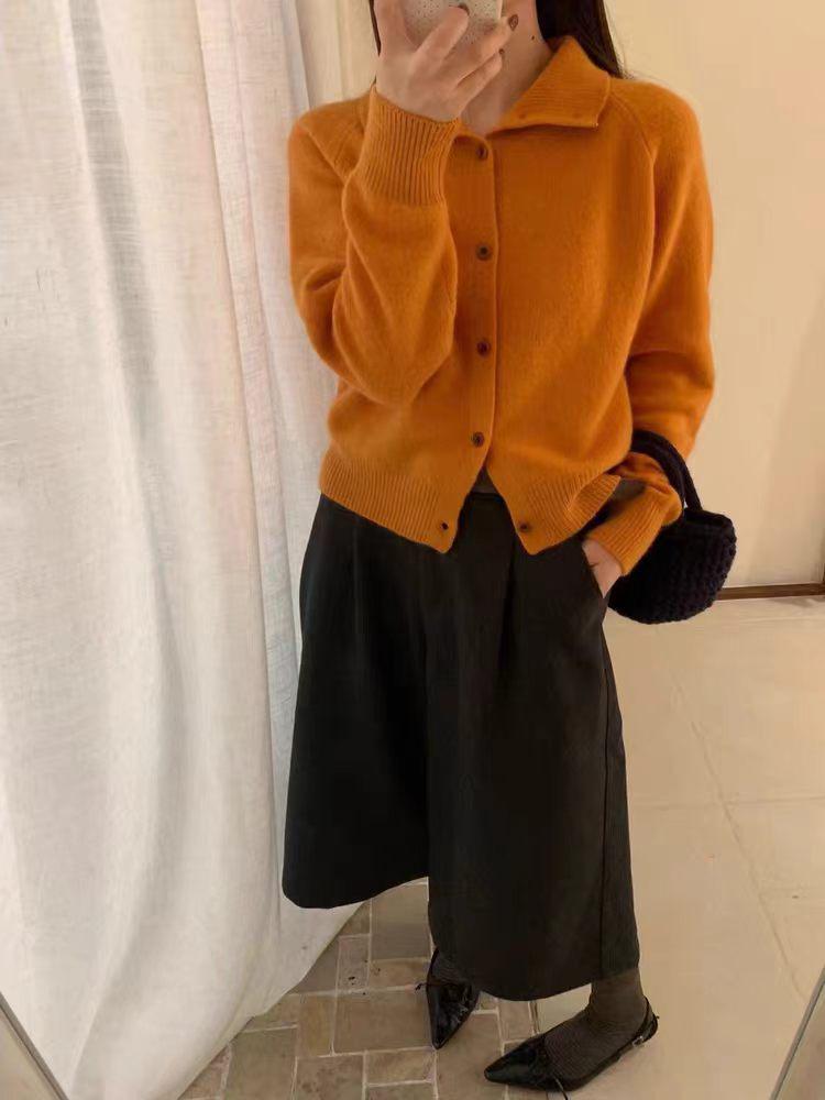 Women's Wool High Neck Knit Cardigan Coat - Autumn Winter Stand Collar Sweater, Soft and Thick.