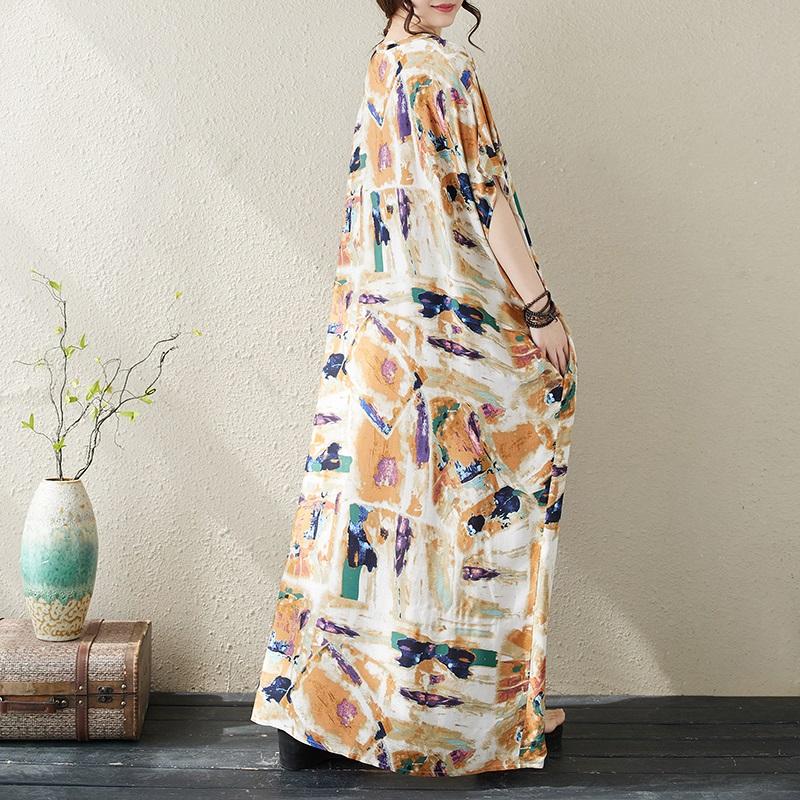 Новые женские платья с коротким рукавом больших размеров в винтажном стиле с цветочным принтом, повседневное свободное длинное летнее платье макси
