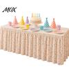 Washable Table Skirt for Buffets Floral Fruit Skirt, 6Ft x 29.5in Elastic Pleated Tablecloth Birthday Parties Teacher Desk Classroom, Home Office