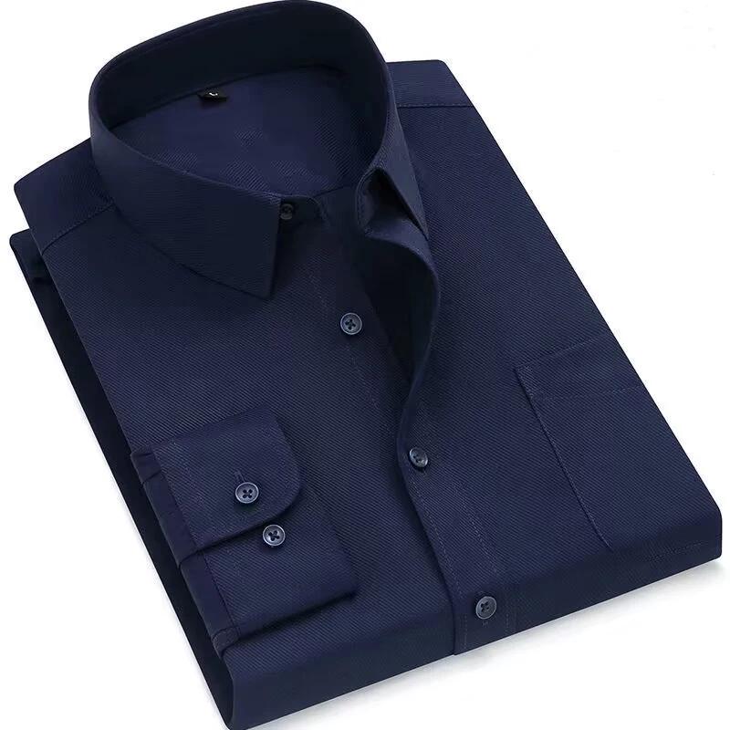 Мужские рубашки в полоску, клетку, клетчатые, Business Casual, классический крой, длинный рукав, бело-синие, хлопковые, для работы, социальные, KOACUS