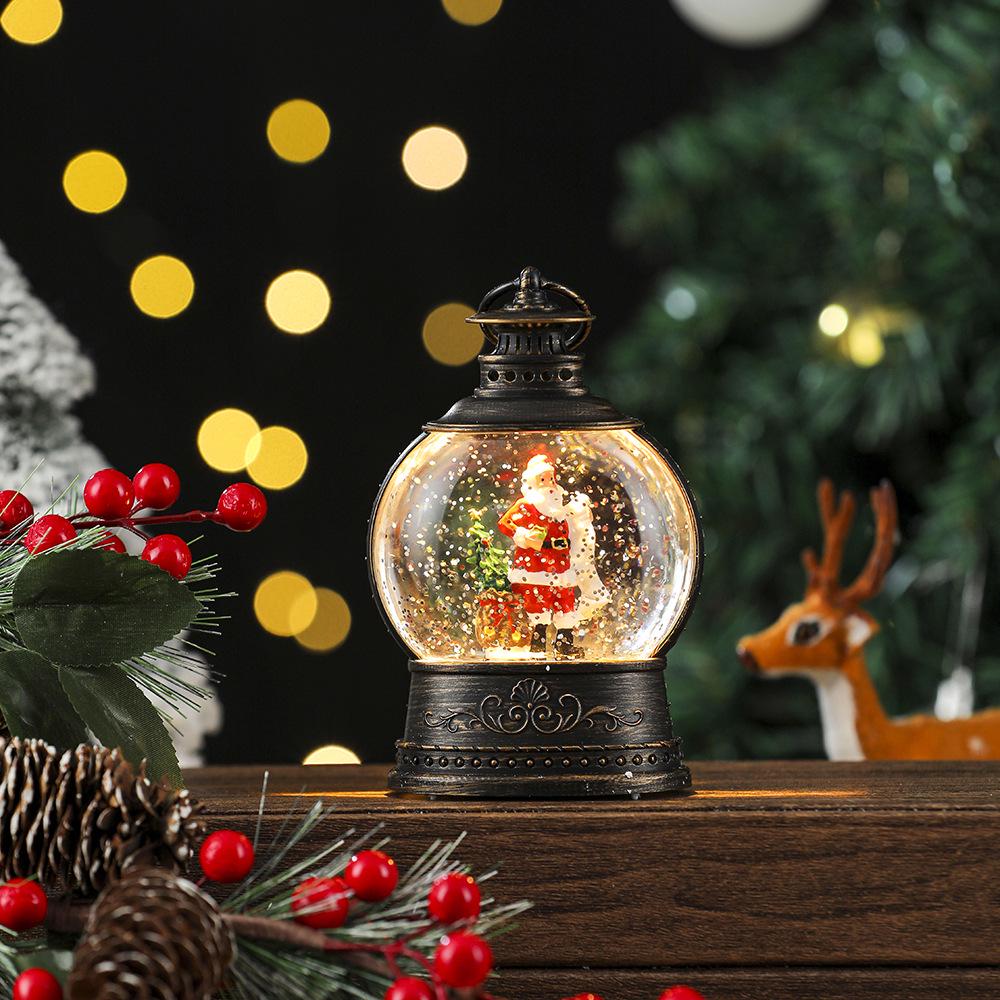 Ретро Рождественский фонарь: Светящаяся бутылка-лампа Санта-Клауса с музыкальными украшениями