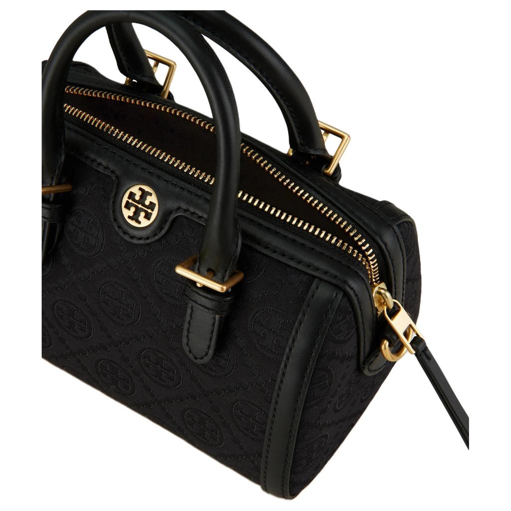 TORY BURCH Tory Burch T Monogram Fabric With Cow Leather Barrel Bag, Handbag, Shoulder Bag Small Women's Black 152131-001
