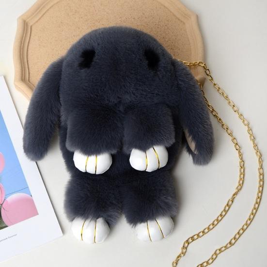 Messenger Bag Cartoon Bunny Shapr Furry Fluffy Soft Touch Plush Chain Shoulder Strap Large Capacity Zipper Closure Lady Shoudler Bag Crossbody Bag