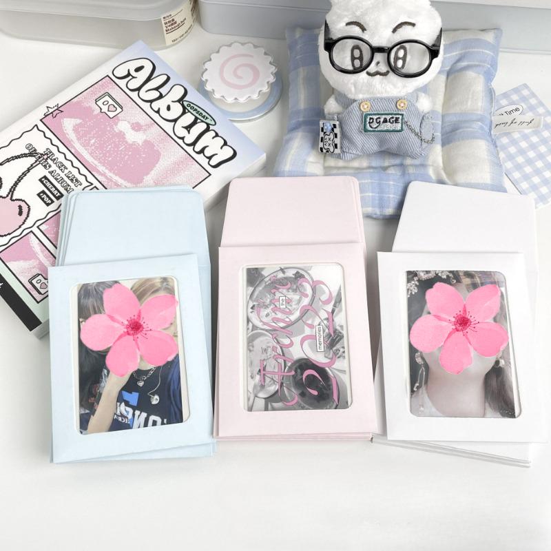 10 шт., сумка для карточек ярких цветов с прозрачной пленкой Kpop, 3-дюймовый конверт для фотокарточек, сделай сам, полое окно, упаковочный бумажный карман для карт