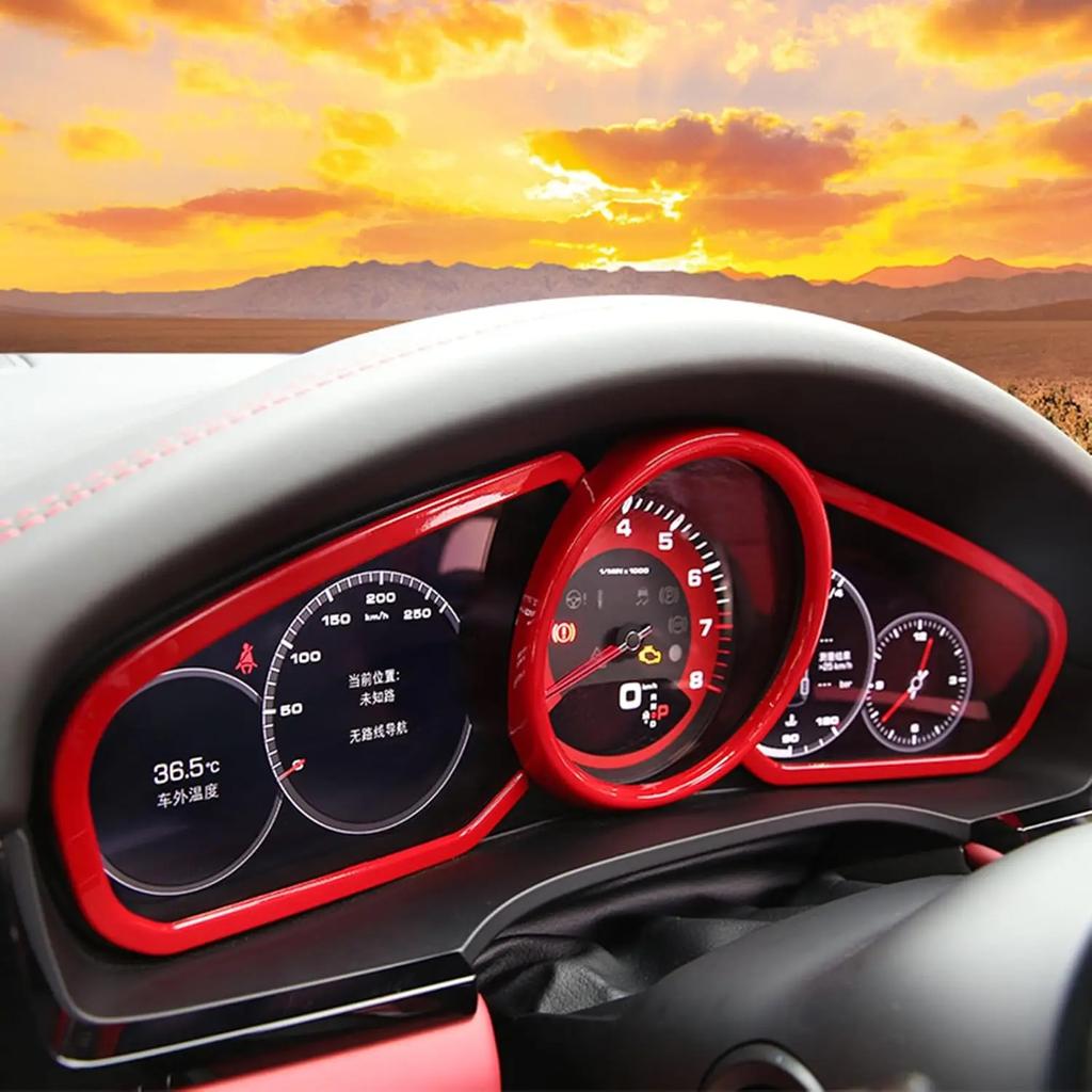 Dashboard Panel Trim Compatible with Porsche Cayenne 2018-2020 Silver Dash Frame Cover