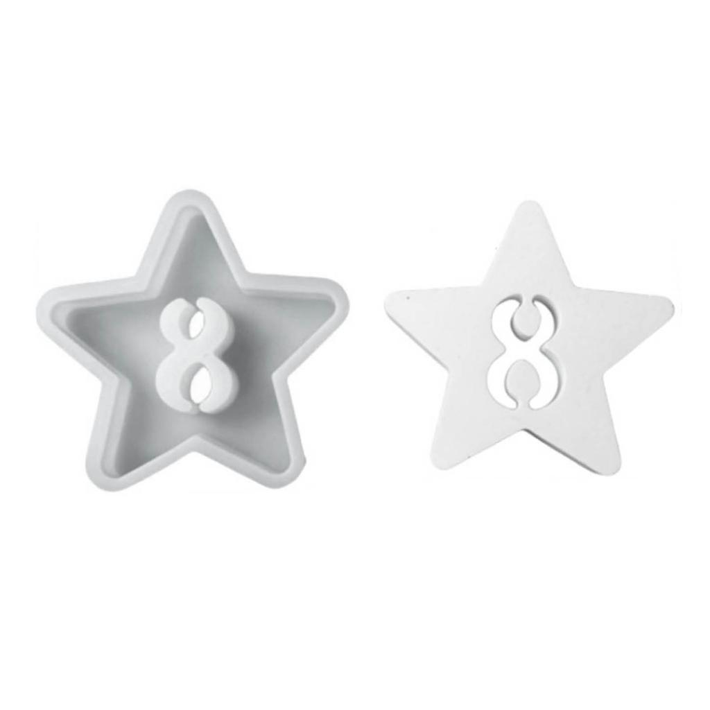 Hollow Number Silicone Molds Star Shape Casting Mould Epoxy Resin Mould DIY Baking Molds Candle Molds Home Decorations