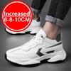 Fashion PU Leather Elevator Shoes for Men 6CM 8CM 10CM Invisible Height Increase White Sneakers Cortex Heightening Casual Shoes