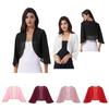 Womens 3/4 Sleeve Chiffon Cardigan Bolero Elegant Summer Ladies Wedding Wraps Shrug Bridal Shawl Evening Cover Up