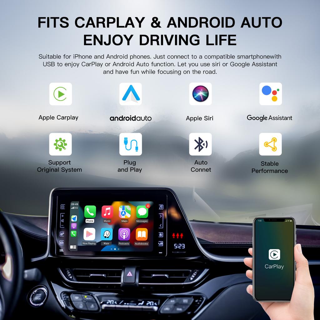 Беспроводной CarPlay для TOYOTA 2014-2019 HIGHLANDER 4Runner Tundra RAV4 Tacoma Land Curiser Prado Auris Avalon Android Auto Decoder