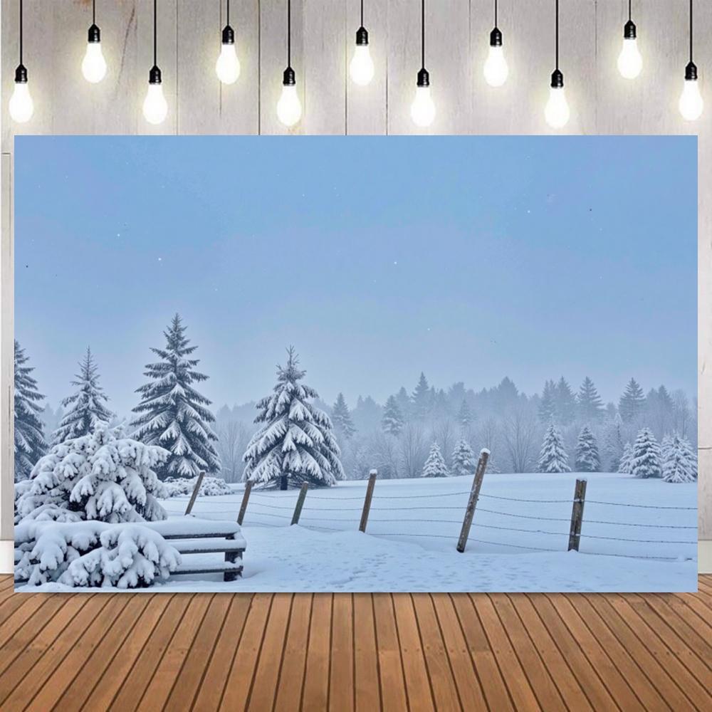 Winter Nature Themed Backdrop for Photography White Snow Forest Scene Kids Birthday Party Decoration Baby Portrait Background9