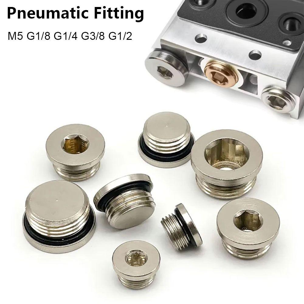 1 шт. Прочный M1 G1/8 G1/1 G1/8 G1/1 Пневматический фитинг Шестигранное уплотнительное кольцо Заглушка Латунная глухая головка Воздушный соединитель