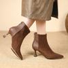 2025 New Fashion Pointed Toe Women's Boots Spring and Autumn Back Zipper Comfortable Casual Professional Women's Naked Boots