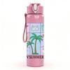 1PC In My Summer Era Beach Pattern 750ml Color Plastic Sports Water Bottle Leakproof Flip Straw Lid Suitable for Sports Office Home Use