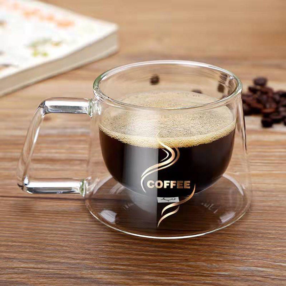 200ml Heat Resistant Double Wall Insulated Breakfast Mug with Handle Coffee Tea Cup Double Cup