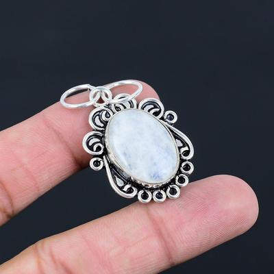 Серебряный Радужный Лунный Камень Камень Свадебный Ручной Работы Жена Кулон Украшение