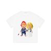 Chucky and Tiffany Cartoon T Shirt Black Horror Movie Characters Print Casual Wear for Men and Women