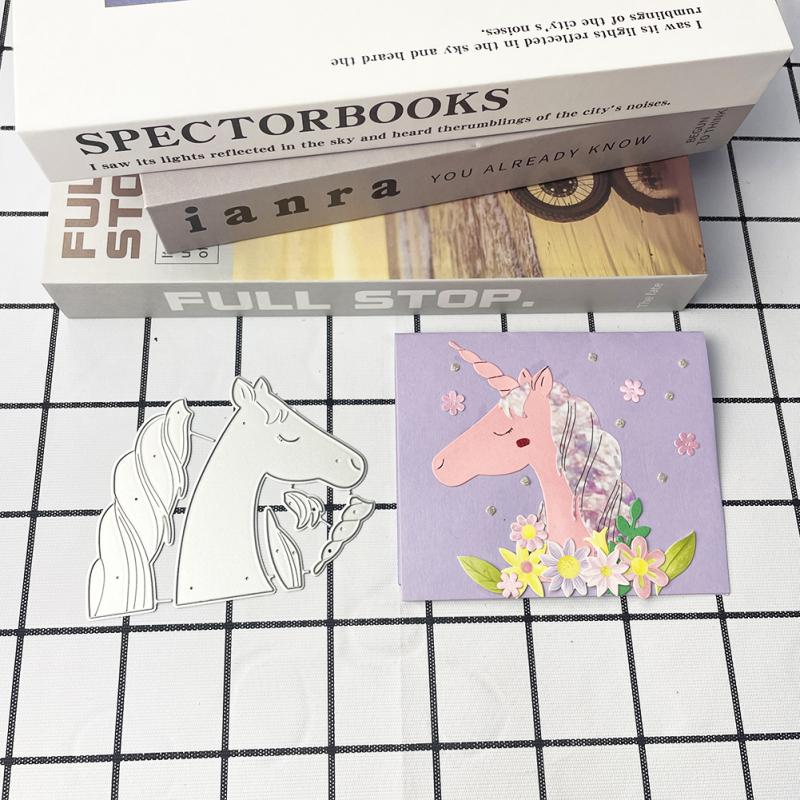 Высечки для резки лошадей с одним рогом DIY Металлическая углеродистая сталь Высечка Форма для DIY Скрапбукинга Фотоальбомов