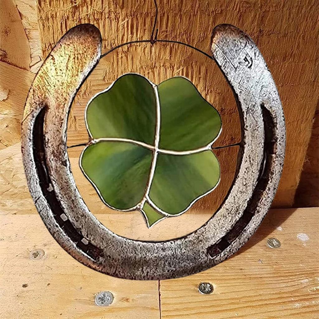 Four Leaf Luck Horseshoe Handmade Horseshoe Decor Luck Door Wall Decoration Horseshoe Art Ornaments
