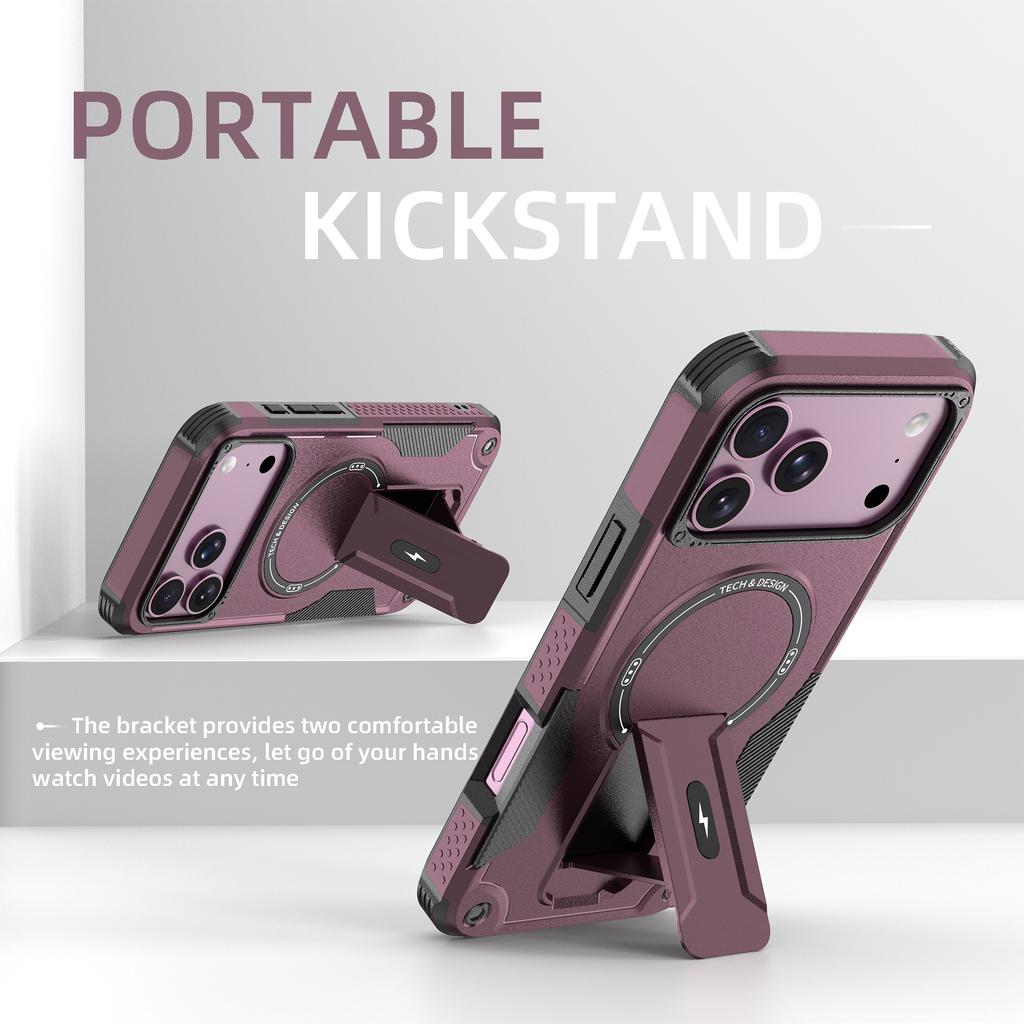 Чехол Armor For Magsafe Stand Невидимый чехол для 17 18 Pro Max 18pro 17pro Магнитная беспроводная зарядка Защитная крышка повышенной прочности
