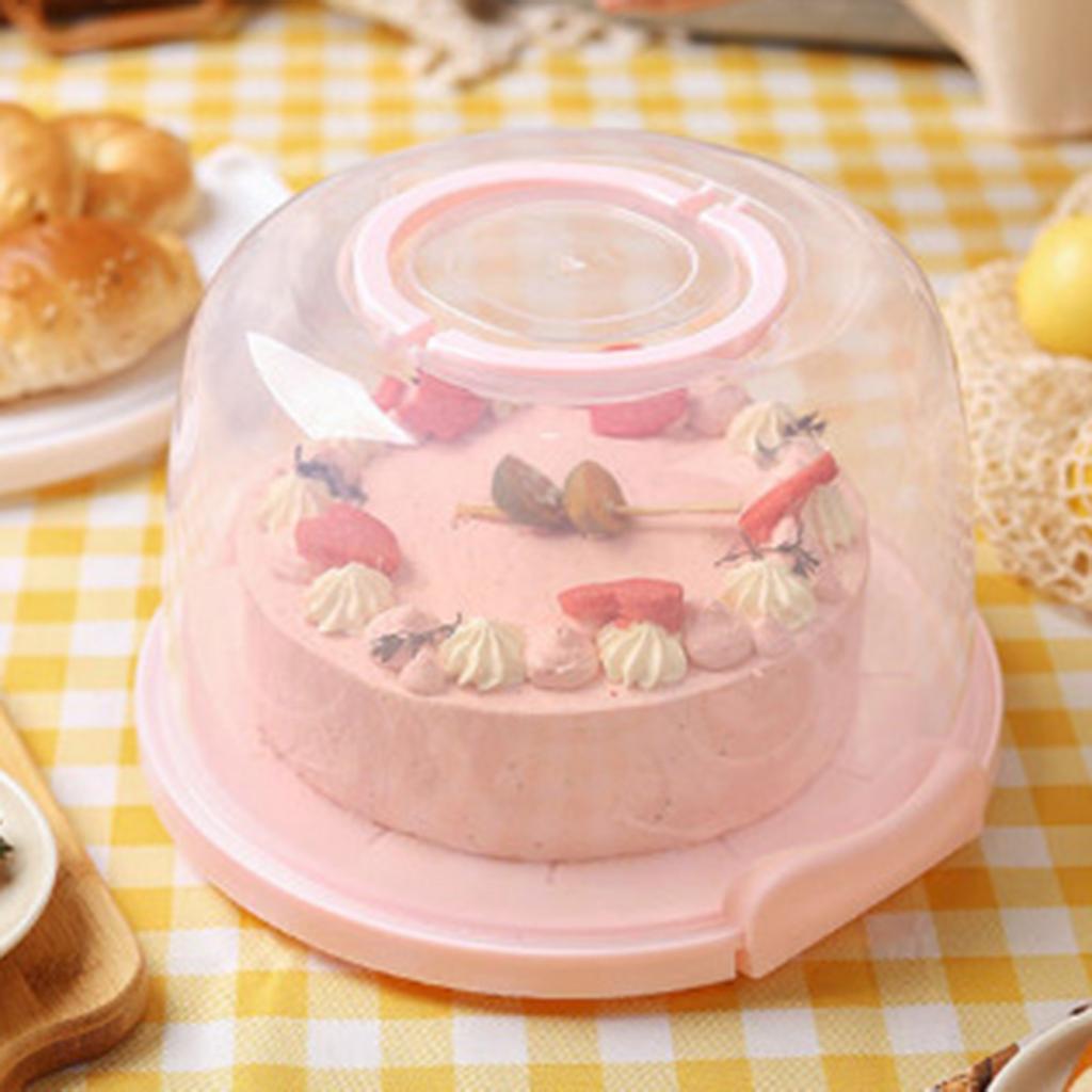 Plastic Cake Box with Foldable Handle Pastry Storage Boxes Dessert Container Cover Case Serving Tray for Travel Cake Acce