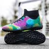35-46 мужские/женские высокие эластичные носки футбольные бутсы резиновая мягкая подошва с короткими ногтями искусственный газон кожа молодежные детские футбольные бутсы