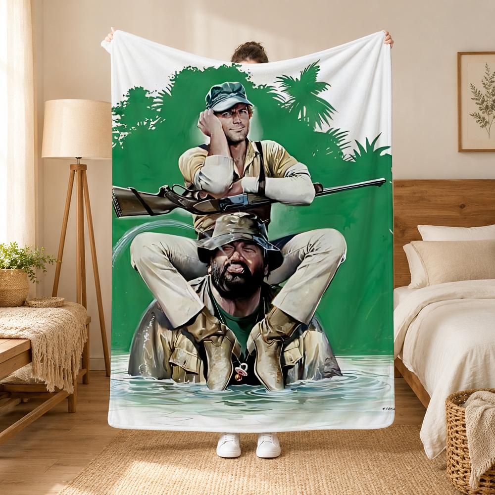Terence Hill and Bud Spencer Actors Throw 240g flannel blanket, suitable for sofas, beds, offices,  exquisite gift blankets