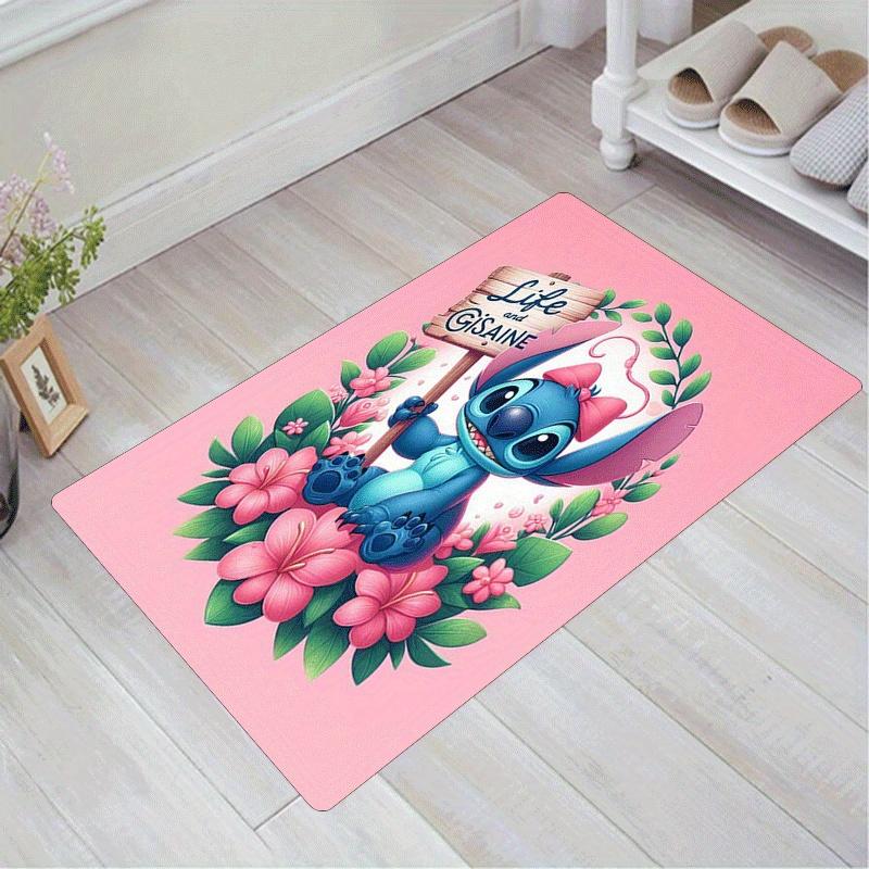 1pc Cute Stitch Pattern Area Rug Soft Flannel Floor Mat for Living Room,Office,Bedroom and Carpet,Sofa Coffee Table Floor Mat
