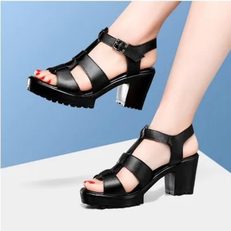 Маленький размер 32-43 Модные босоножки на толстой платформе Летние босоножки-гладиаторы на высоком каблуке Женская обувь Модель Офис