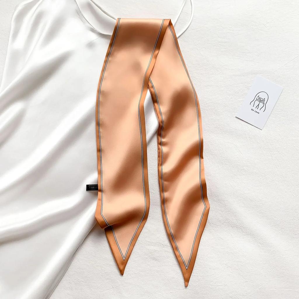 Модный принт шарф с лентой для волос, женский шейный галстук, сумка, шарфы, атласные шелковые узкие платки, женские платки с цветочными полосами, новинка 2022 года