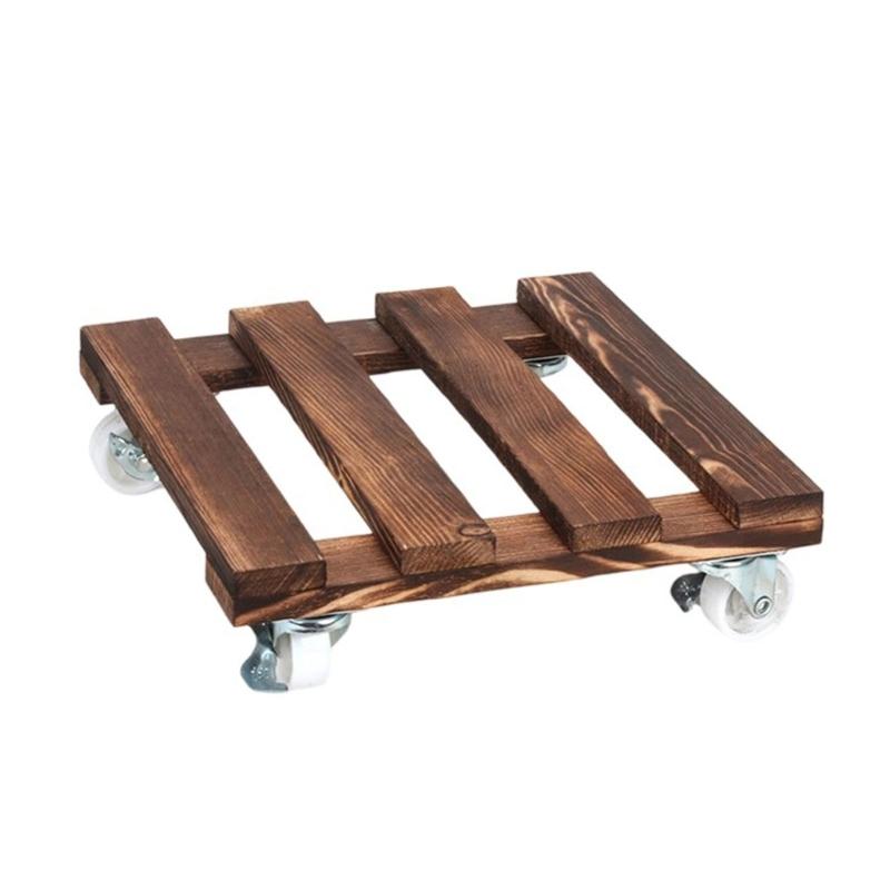 Multiple Use Outdoor Wood Planter Base Swivel Wheel Design Weatherproof Construction For Effortlessly Plant Movements
