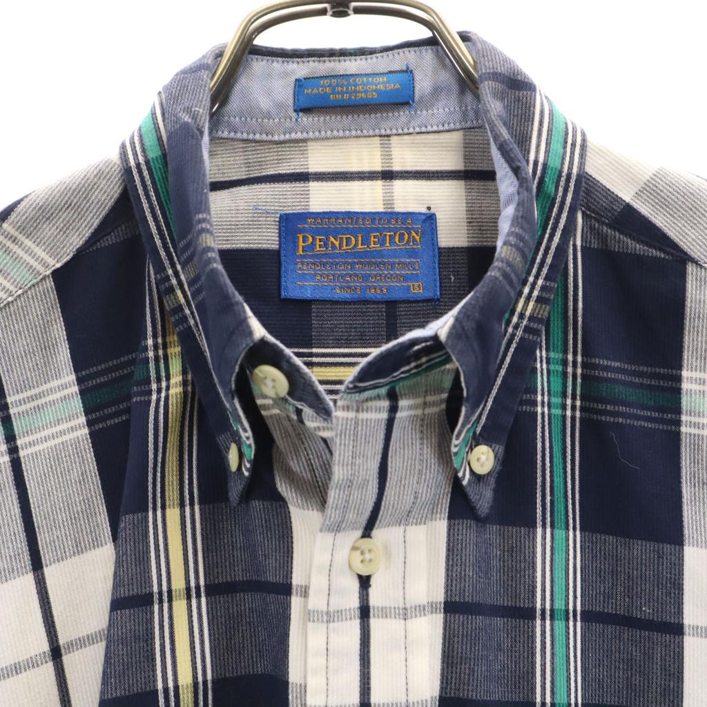 PENDLETON Рубашка с коротким рукавом на пуговицах в клетку S Темно-синий система Мужская Б/у