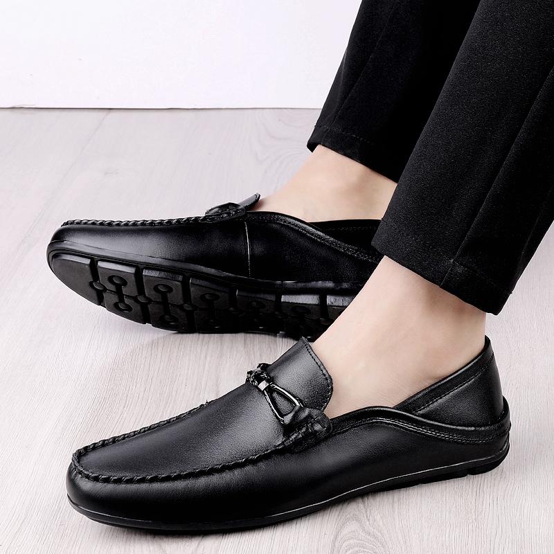 Fashion Mens Shoes Casual Loafers Men Genuine Leather Luxury Brand Mens Slip On Flats Fashion Breathable Driving Shoes High-end Quality
