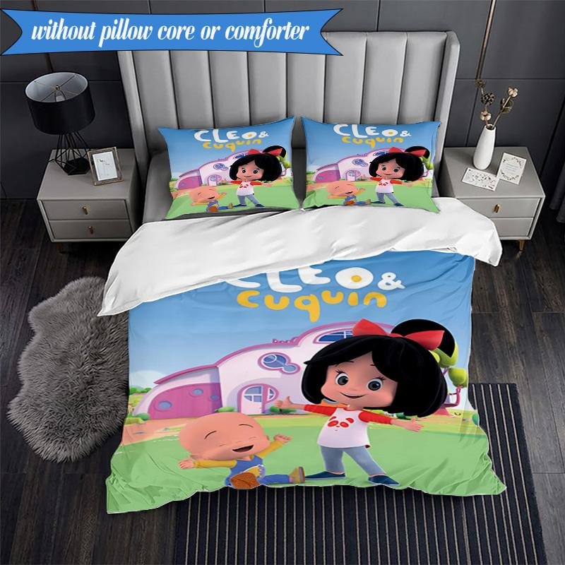 3PCS Cleo And Cuquin Bedding Set 2D Printing (Includes 1 Duvet Cover + 2 Pillowcases Coreless), Bedroom decor,Fan gift