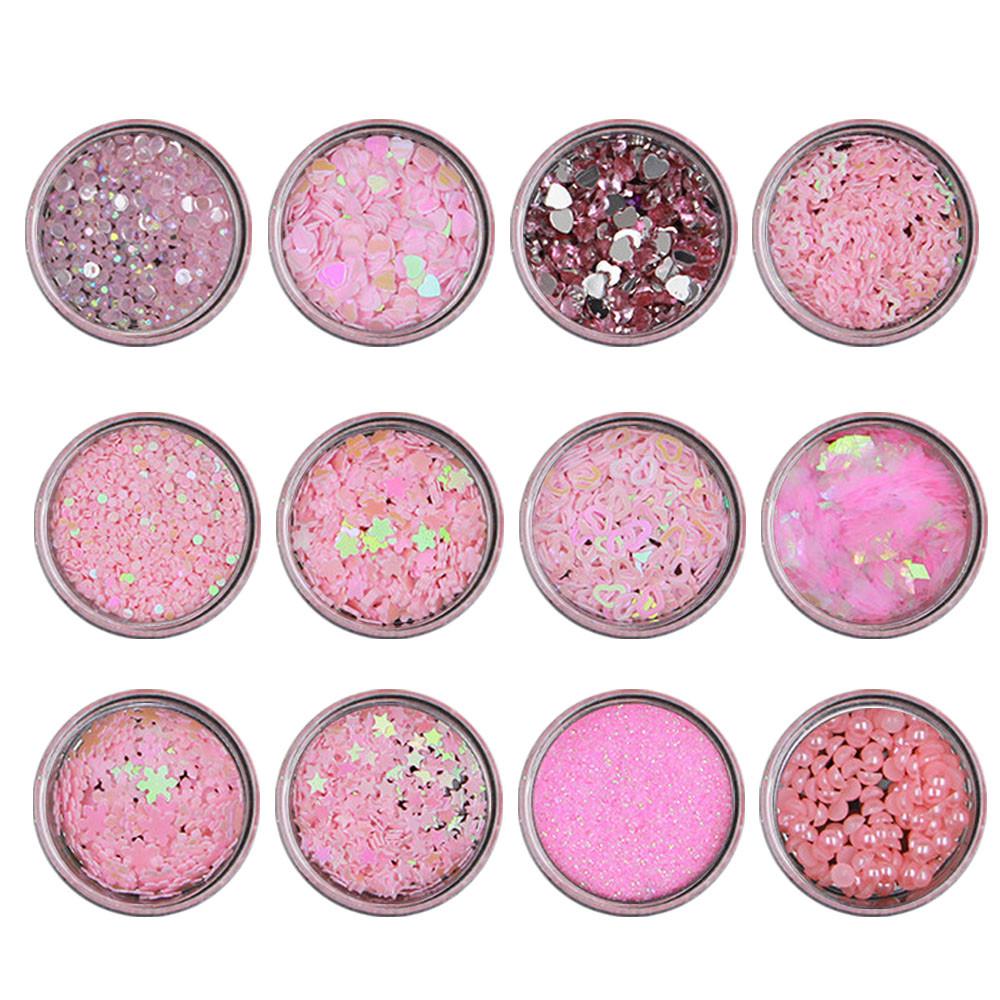 12 Pcs Colors  Tips Stickers 3D Glitter Sequins Manicure DIY